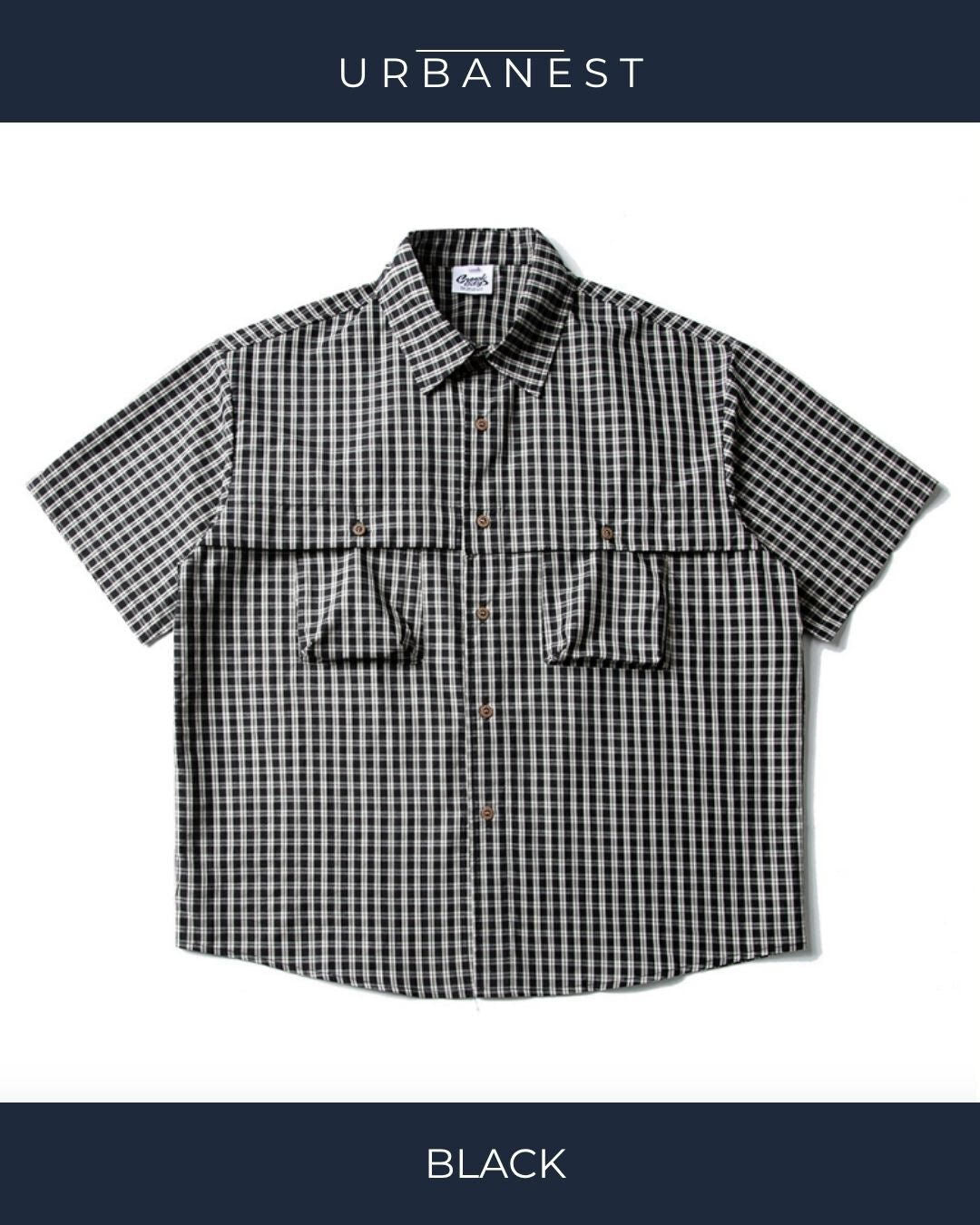 【URBANEST】チェック柄半袖フィッシングシャツ 2color UN0097