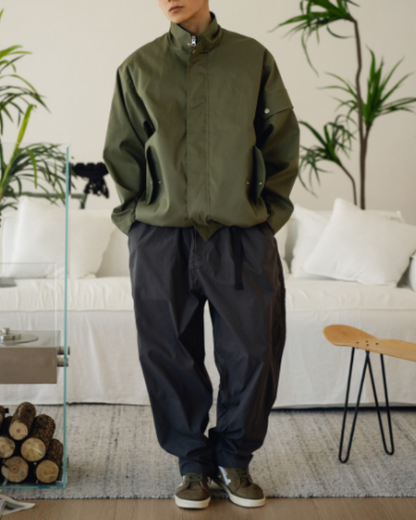【URBANEST】ウェビングベルト付きワイドテーパードイージーパンツ 3color UN0079