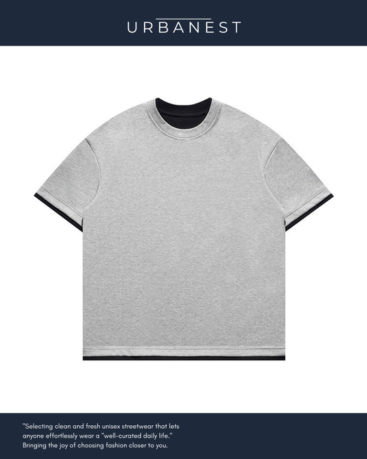 【URBANEST】ツートーンフェイクレイヤードTシャツ 2color UN0037
