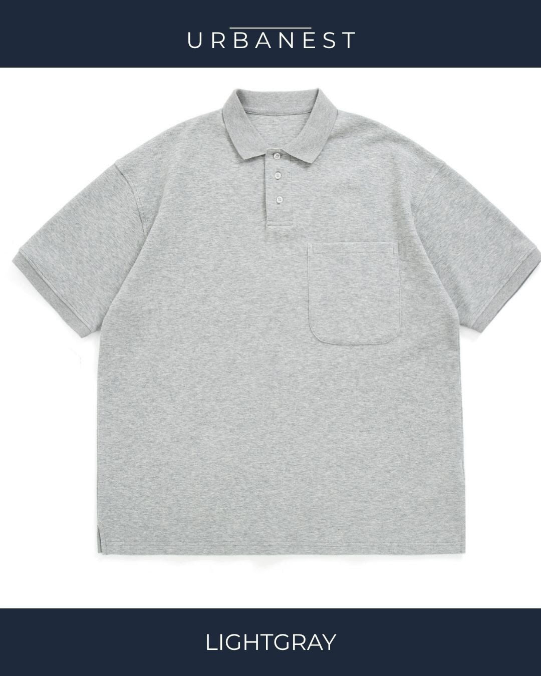 【URBANEST】オーバーサイズ3ボタン胸ポケット半袖ポロシャツ 4color UN0081