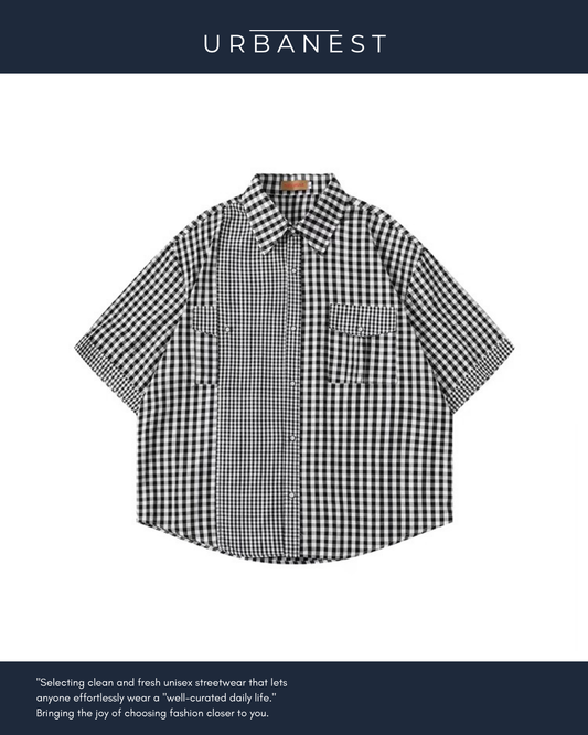 【URBANEST】ミックスギンガムダブルポケットシャツ 2color UN0029