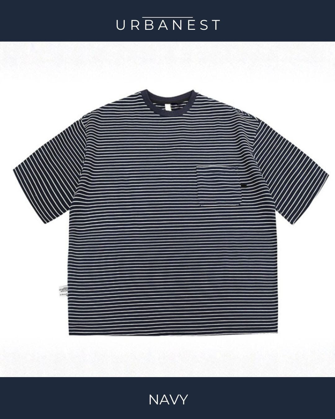【URBANEST】【1着￥4490】【お得なSET商品】細ボーダーオーバーサイズクルーネックTシャツ 2color UN0095