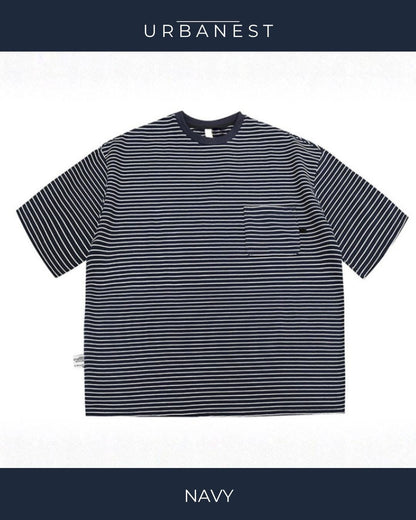 【URBANEST】【1着￥4490】【お得なSET商品】細ボーダーオーバーサイズクルーネックTシャツ 2color UN0095