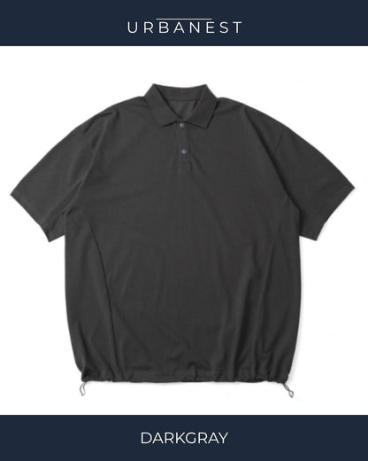 【URBANEST】オーバーサイズスナップボタン半袖ポロシャツ 4color UN0076