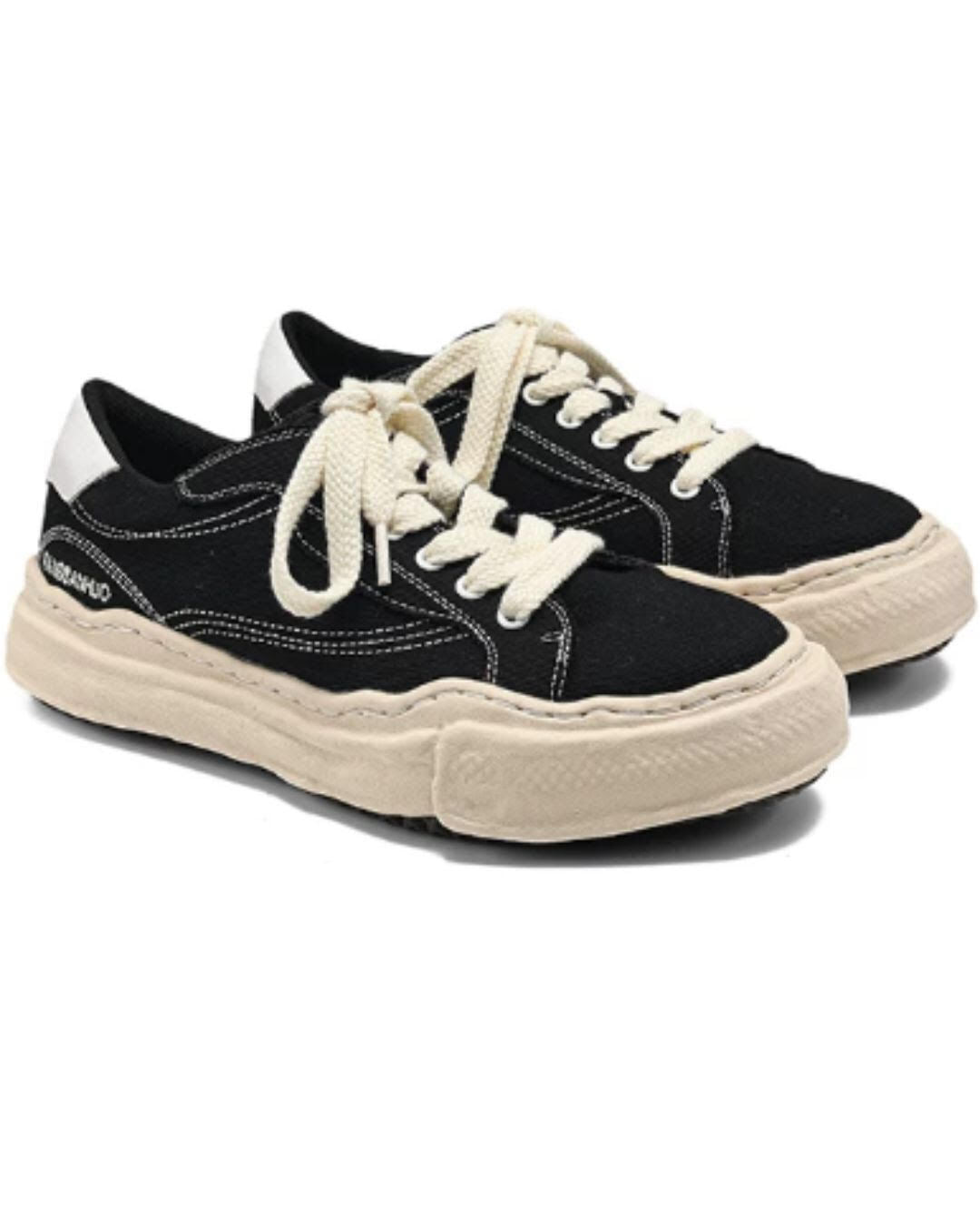 【URBANEST】極太ロープ風シューレースキャンバス厚底スニーカー 3color UN0055