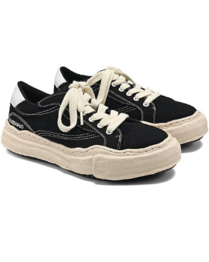 【URBANEST】極太ロープ風シューレースキャンバス厚底スニーカー 3color UN0055