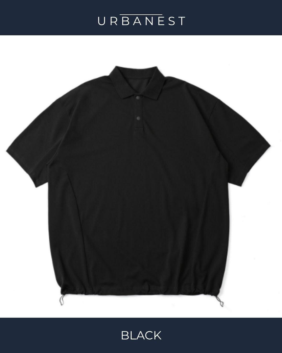 【URBANEST】オーバーサイズスナップボタン半袖ポロシャツ 4color UN0076