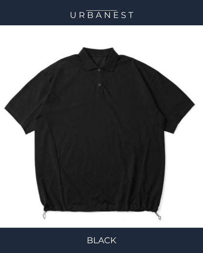 【URBANEST】オーバーサイズスナップボタン半袖ポロシャツ 4color UN0076