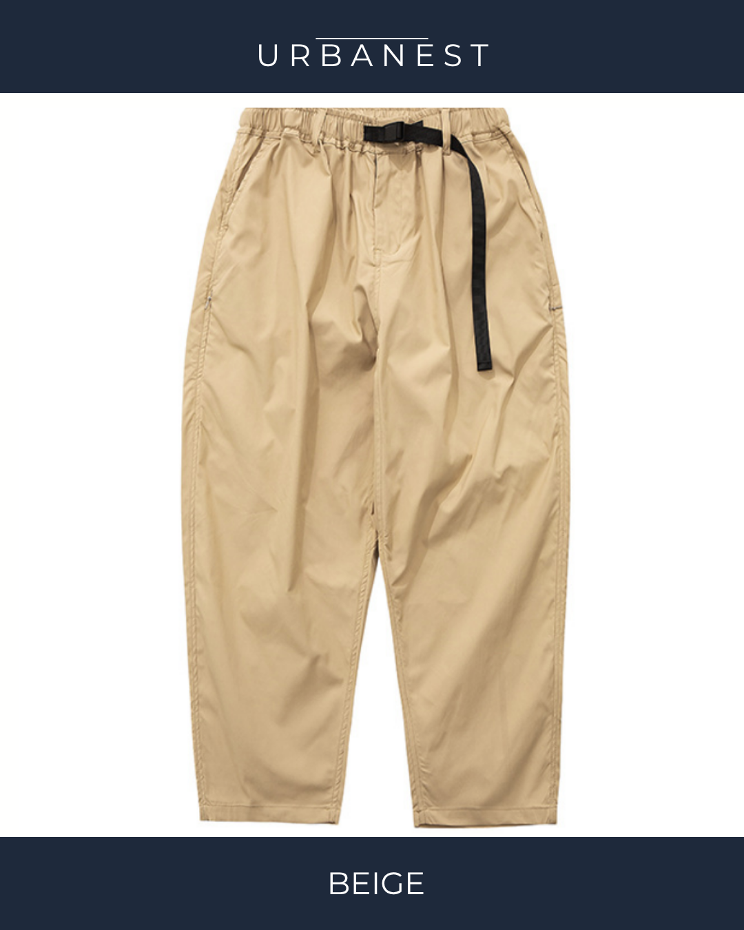 【URBANEST】ウェビングベルト付きワイドテーパードイージーパンツ 3color UN0079