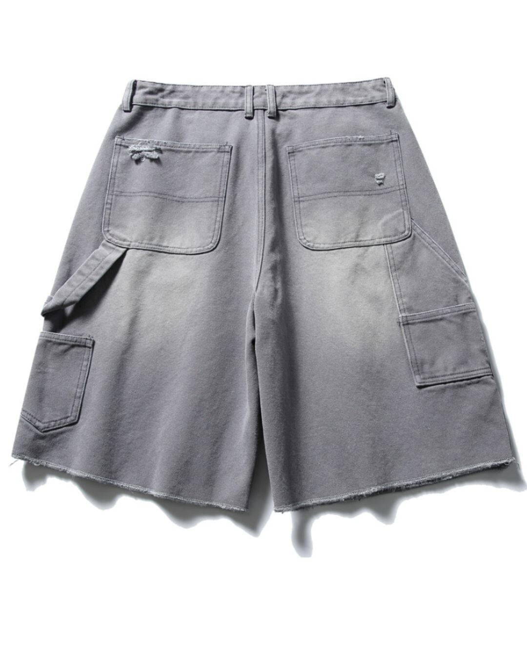 【URBANEST】ダメージ加工ダブルニーカットオフデニムバギーショーツ 3color UN0092