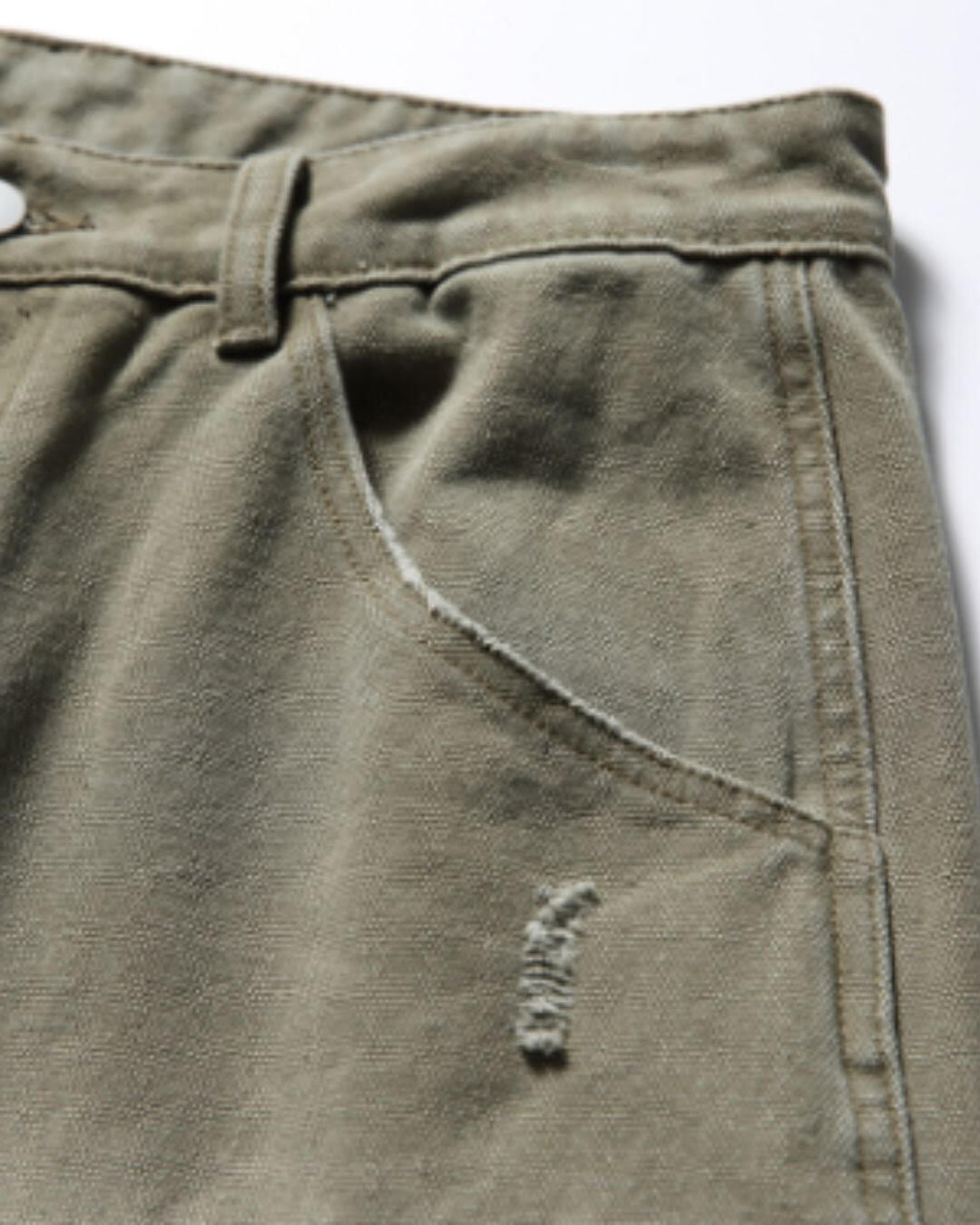 【URBANEST】ダメージ加工ダブルニーカットオフデニムバギーショーツ 3color UN0092
