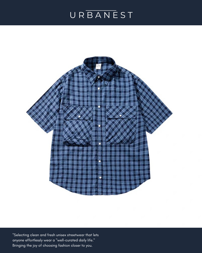 【URBANEST】マルチポケットチェックシャツ UN0034