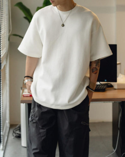 【URBANEST】ラウンドヘムクルーネック半袖Tシャツ 4color UN0082