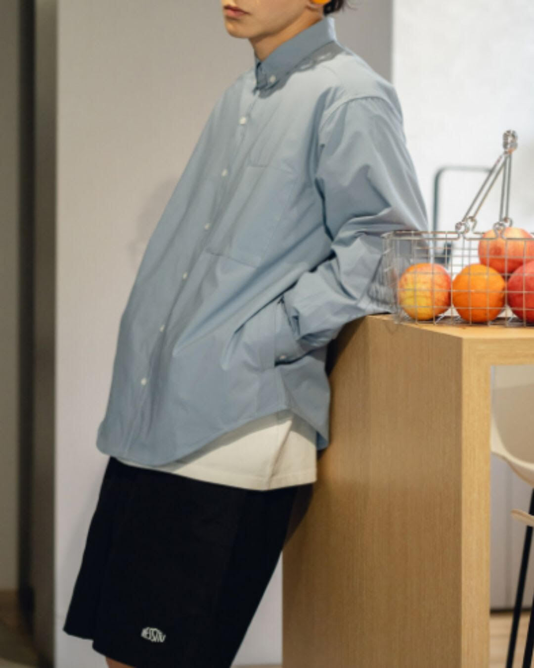 【URBANEST】ジップポケット長袖ボタンダウンシャツ 3color UN0084