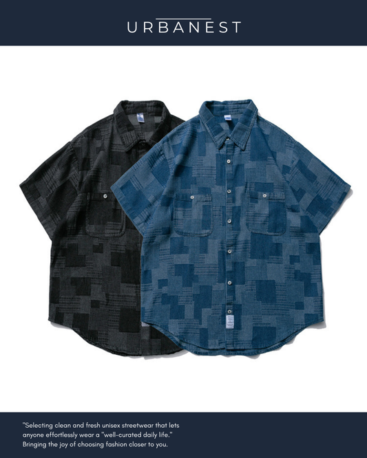 【URBANEST】ミックスパターンハーフスリーブシャツ 2color UN0104
