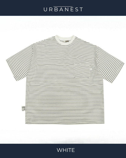 【URBANEST】【1着￥4490】【お得なSET商品】細ボーダーオーバーサイズクルーネックTシャツ 2color UN0095