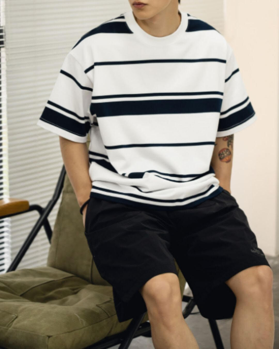 【URBANEST】ワイドボーダーオーバーサイズTシャツ 2color UN0075