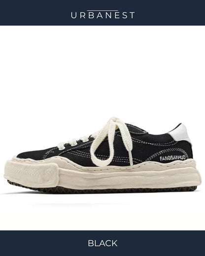 【URBANEST】極太ロープ風シューレースキャンバス厚底スニーカー 3color UN0055