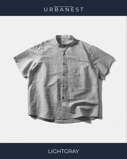 【URBANEST】スタンドカラーリネンブレンドシャツ 2color UN0035