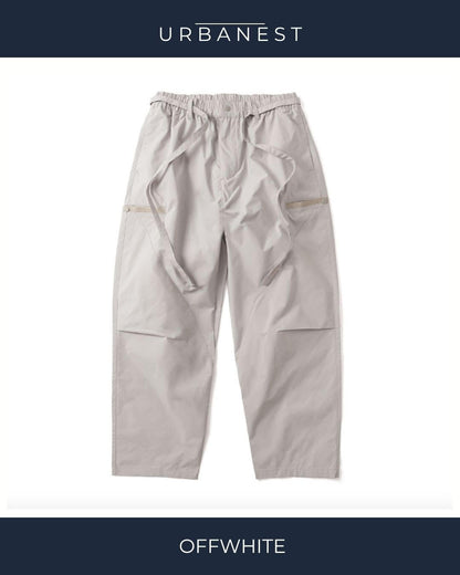 【URBANEST】ロングドローコードワイドパラシュートパンツ 2color UN0087