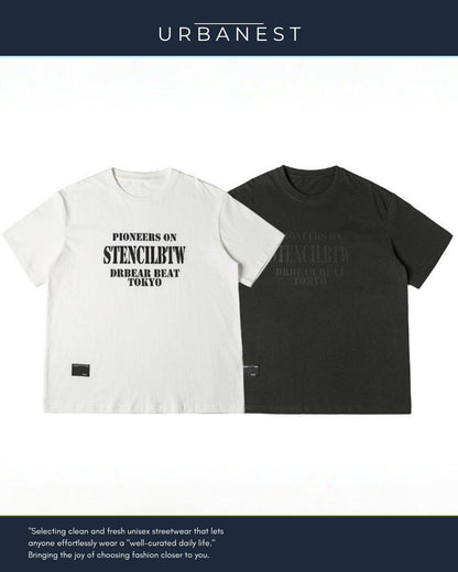 【URBANEST】【1着￥4290】【お得なSET商品】ステンシルロゴクルーネックグラフィックTシャツ 2color UN0088
