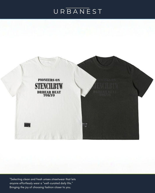 【URBANEST】【1着￥4290】【お得なSET商品】ステンシルロゴクルーネックグラフィックTシャツ 2color UN0088