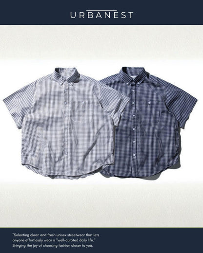 【URBANEST】ギンガムチェック半袖ボタンダウンシャツ 2color UN0090