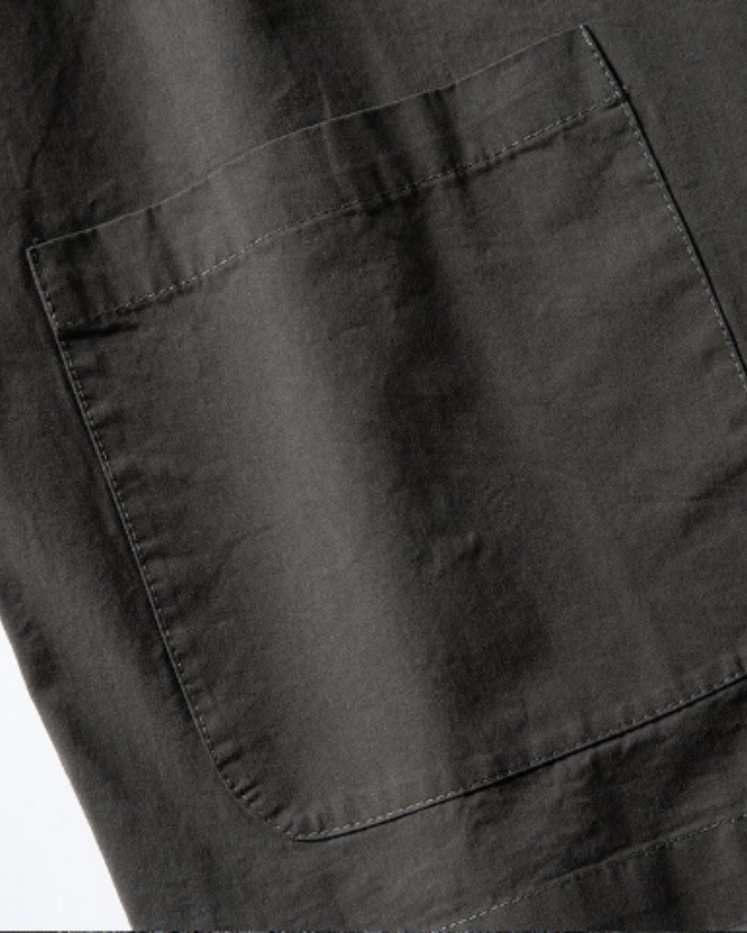 【URBANEST】チェック柄切り替えノーカラー半袖シャツ 2color UN0089