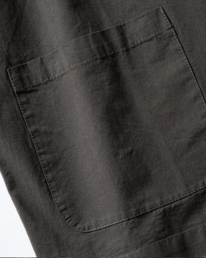 【URBANEST】チェック柄切り替えノーカラー半袖シャツ 2color UN0089