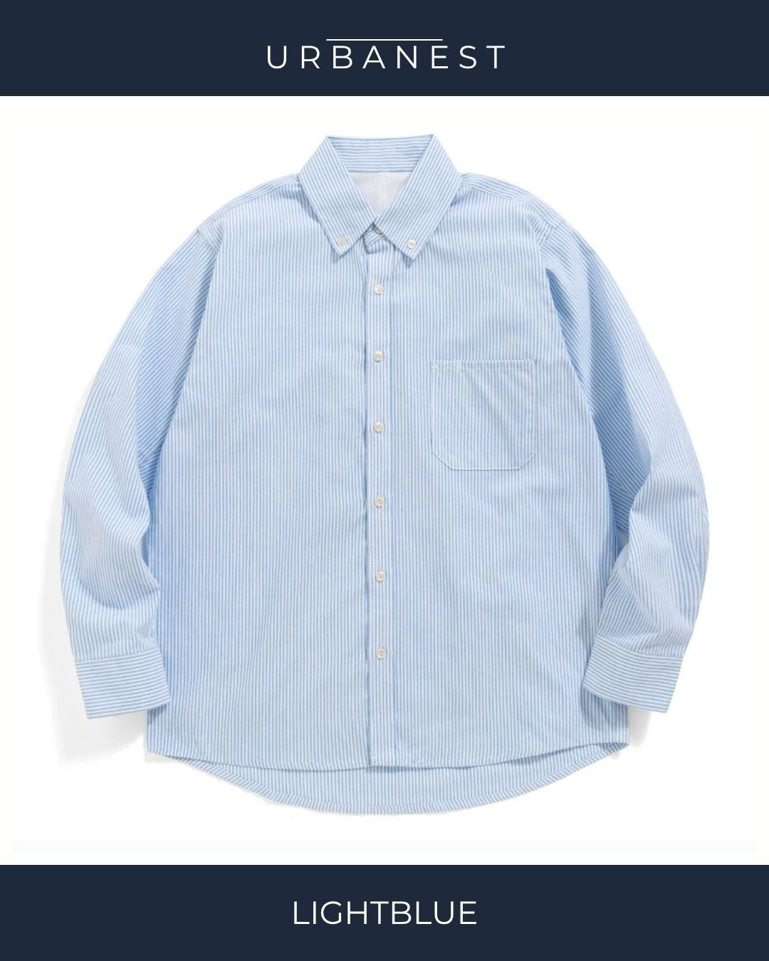 【URBANEST】ストライプボタンダウン長袖シャツ 2color UN0085
