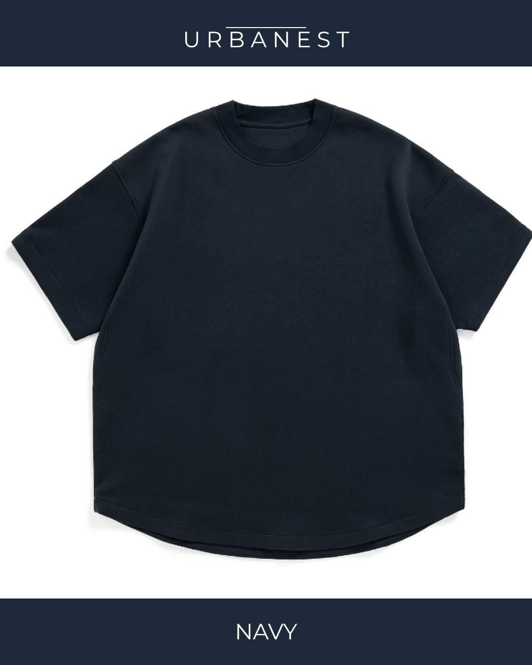 【URBANEST】ラウンドヘムクルーネック半袖Tシャツ 4color UN0082