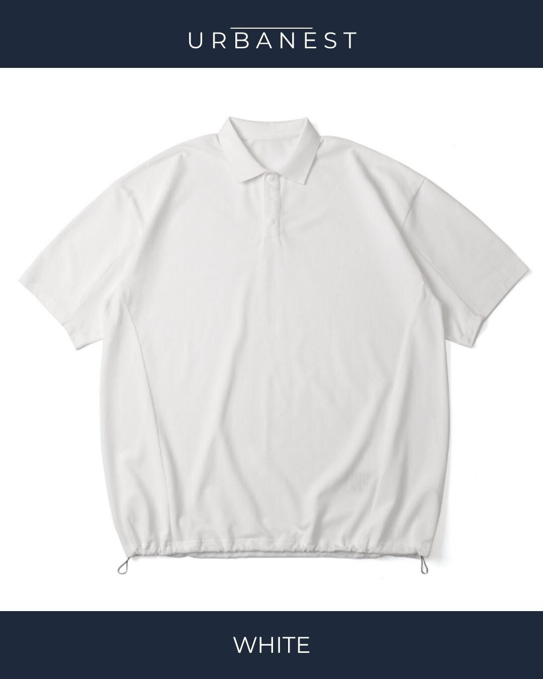 【URBANEST】オーバーサイズスナップボタン半袖ポロシャツ 4color UN0076