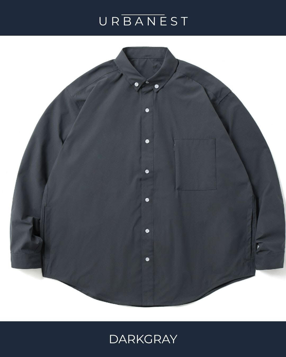 【URBANEST】ジップポケット長袖ボタンダウンシャツ 3color UN0084