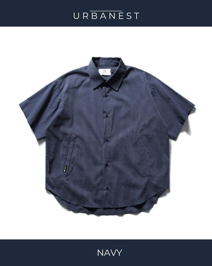 【URBANEST】リラックスフィット格子柄半袖シャツ 2color UN0093