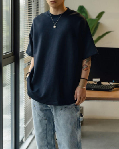 【URBANEST】ラウンドヘムクルーネック半袖Tシャツ 4color UN0082