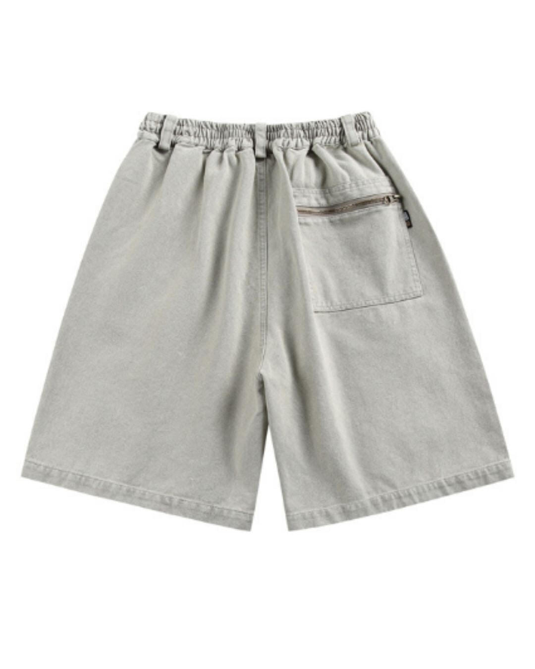 【URBANEST】ワイドデニムウォッシュ加工ハーフパンツ 2color UN0100