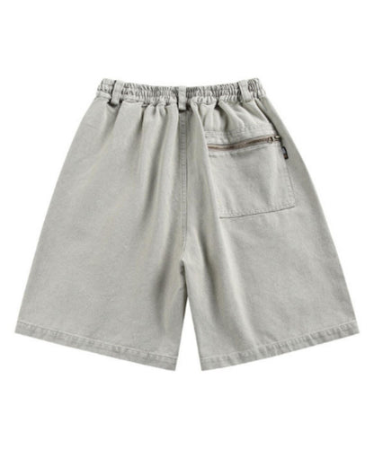 【URBANEST】ワイドデニムウォッシュ加工ハーフパンツ 2color UN0100