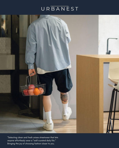 【URBANEST】ジップポケット長袖ボタンダウンシャツ 3color UN0084
