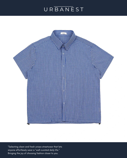【URBANEST】ドローコードチェックショートシャツ UN0039