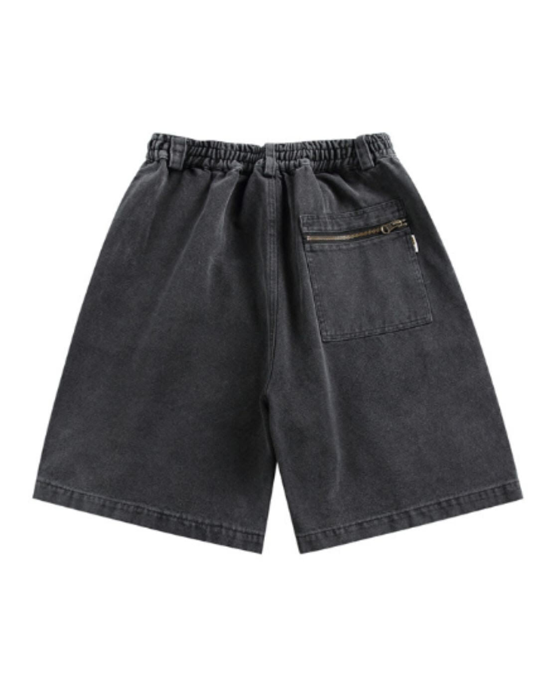 【URBANEST】ワイドデニムウォッシュ加工ハーフパンツ 2color UN0100