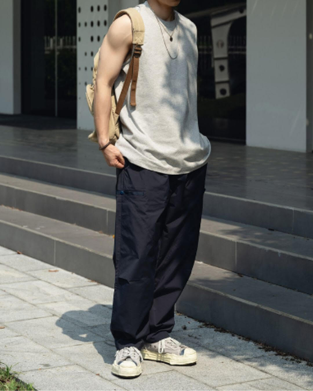 【URBANEST】ロングドローコードワイドパラシュートパンツ 2color UN0087
