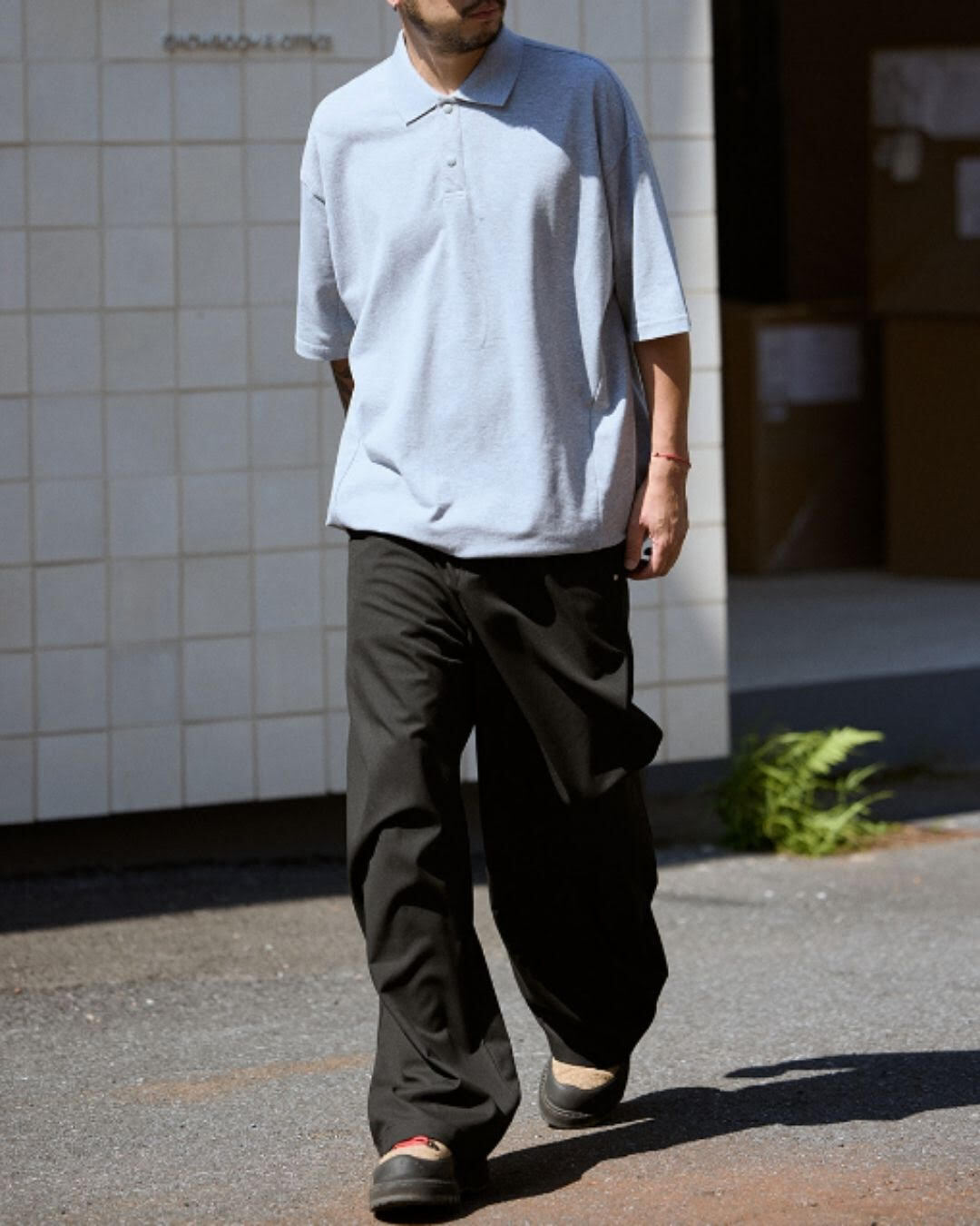 【URBANEST】オーバーサイズスナップボタン半袖ポロシャツ 4color UN0076