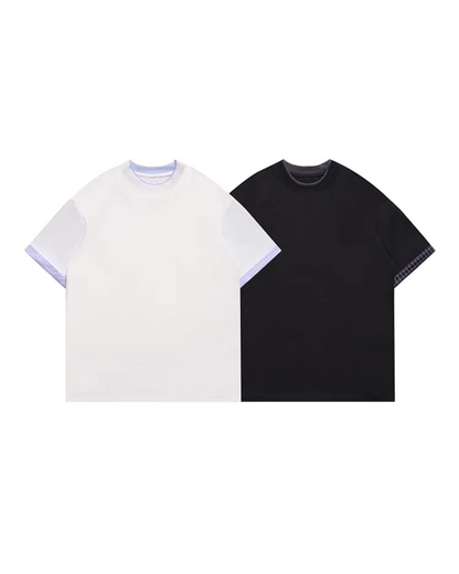 【URBANEST】チェックアクセントレイヤードTシャツ 2color UN0019