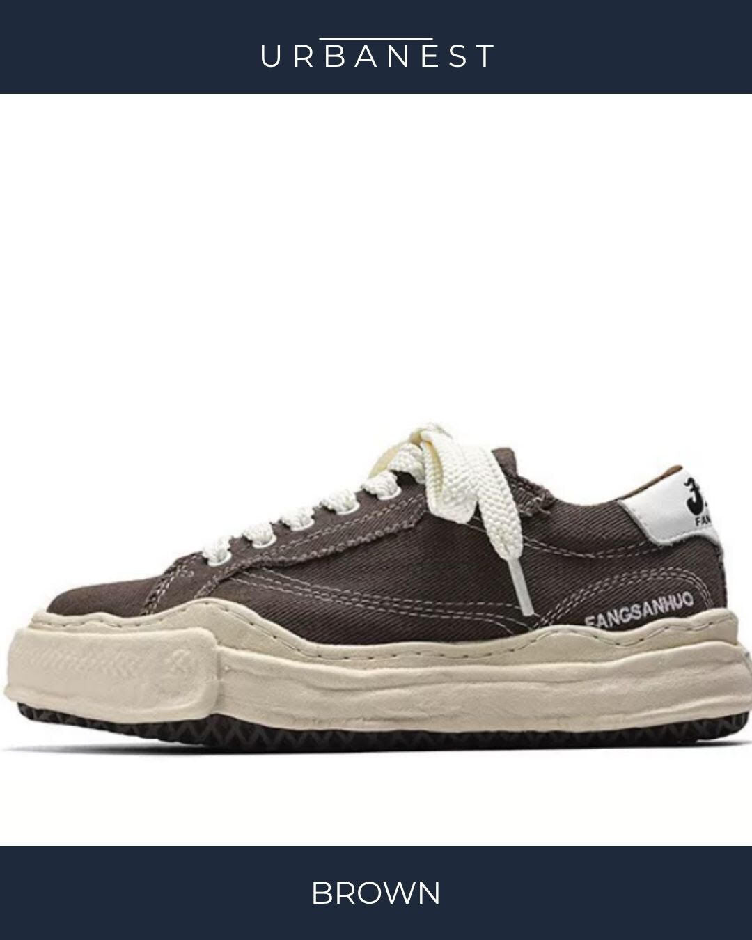 【URBANEST】極太ロープ風シューレースキャンバス厚底スニーカー 3color UN0055