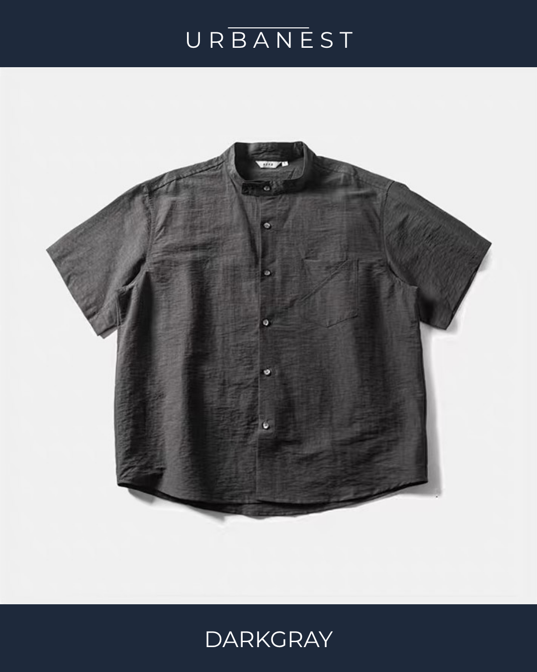 【URBANEST】スタンドカラーリネンブレンドシャツ 2color UN0035