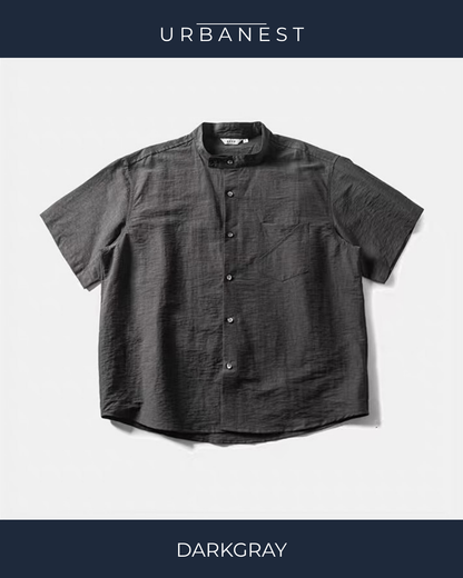 【URBANEST】スタンドカラーリネンブレンドシャツ 2color UN0035