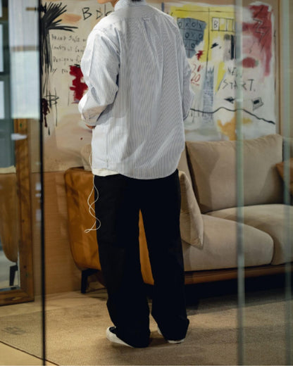 【URBANEST】ストライプボタンダウン長袖シャツ 2color UN0085
