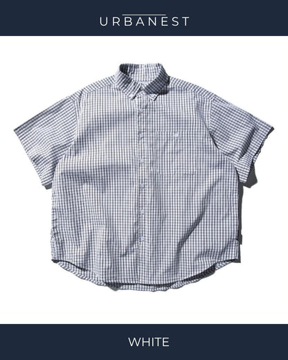 【URBANEST】ギンガムチェック半袖ボタンダウンシャツ 2color UN0090