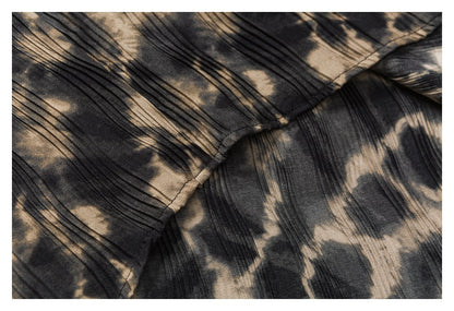 【URBANEST】leopard pleated open collar shirt 1color 【UN0220】