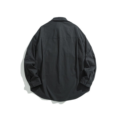 【URBANEST】drawstring storm flap long sleeve shirt 3color 【UN0232】
